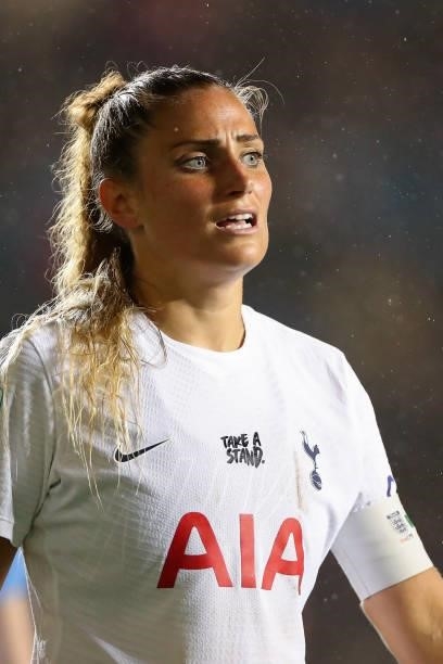 Shelina Zadorsky of Tottenham Hotspur Women during the Barclays FA Women's Super League match between Manchester City Women and Tottenham Hotspur...