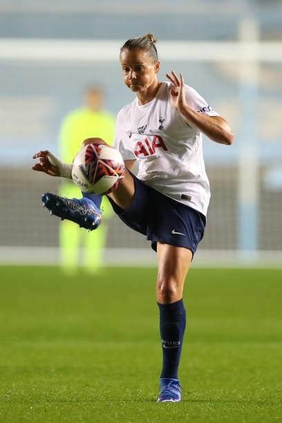 Ria Percival of Tottenham Hotspur Women during the Barclays FA Women's Super League match between Manchester City Women and Tottenham Hotspur Women...
