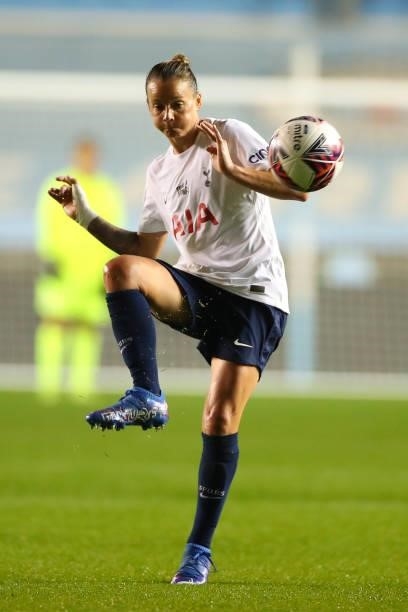 Ria Percival of Tottenham Hotspur Women during the Barclays FA Women's Super League match between Manchester City Women and Tottenham Hotspur Women...