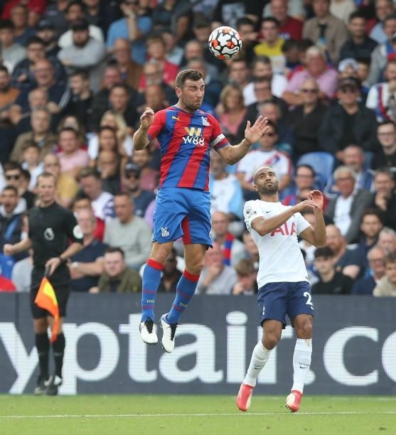 Crystal Palace's James McArthur and Tottenham Hotspur's Lucas Moura during the Premier League match between Crystal Palace and Tottenham Hotspur at...