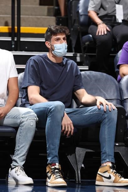 Barcelona basketball player, Leandro Bolmaro attends the game between the Indiana Fever and the Minnesota Lynx on September 12, 2021 at Target Center...