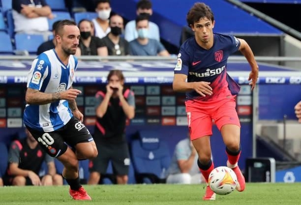 Joao Felix and Sergi Darder during the match between FC RCD Espanyol and Atletico de Madrid, corresponding to the week 4 of the Liga Santander,...