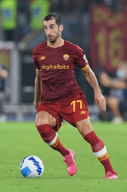 Henrikh Mkhitaryan of AS Roma during the Serie A match between AS Roma and Sassuolo Calcio at Stadio Olimpico, Rome, Italy on 12 September 2021.
