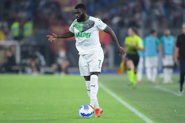 Jeremie Boga of Sassuolo Calcio during the Serie A match between AS Roma and Sassuolo Calcio at Stadio Olimpico, Rome, Italy on 12 September 2021.