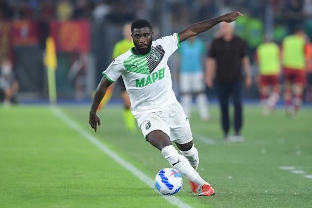 Jeremie Boga of Sassuolo Calcio during the Serie A match between AS Roma and Sassuolo Calcio at Stadio Olimpico, Rome, Italy on 12 September 2021.