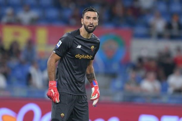 Rui Patricio of AS Roma looks on during the Serie A match between AS Roma and Sassuolo Calcio at Stadio Olimpico, Rome, Italy on 12 September 2021.