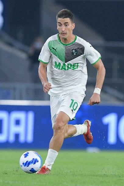 Filip Djuricic of Sassuolo Calcio during the Serie A match between AS Roma and Sassuolo Calcio at Stadio Olimpico, Rome, Italy on 12 September 2021.