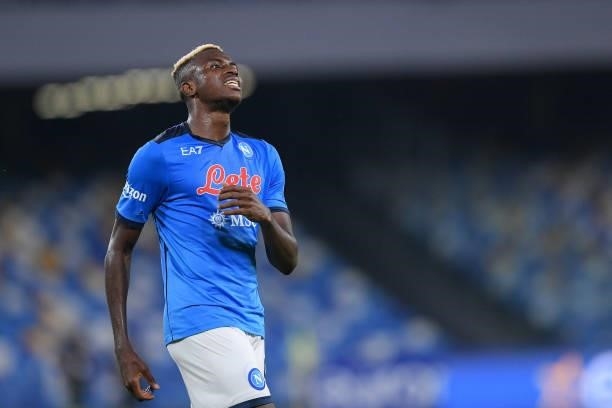 Victor Osimhen of SSC Napoli looks dejected during the Serie A match between SSC Napoli and FC Juventus at Stadio Diego Armando Maradona, Napoli,...