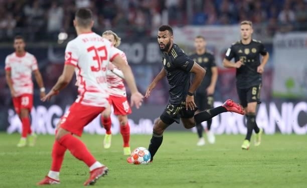Bayern Munich's Cameroonian forward Eric Maxim Choupo-Moting plays the ball during the German first division Bundesliga football match RB Leipzig vs...