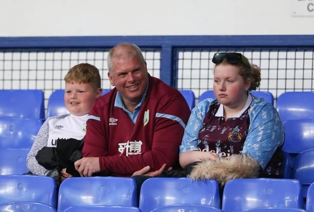Burnley fans wait for the game to start before the Premier League match between Everton and Burnley at Goodison Park on September 13, 2021 in...