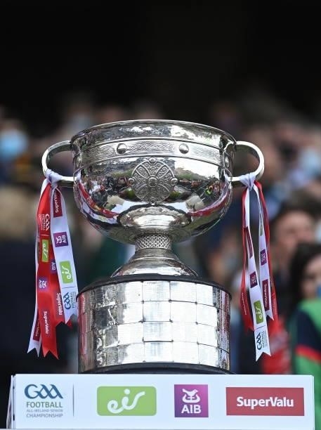 Dublin , Ireland - 11 September 2021; The Sam Maguire Cup after the GAA Football All-Ireland Senior Championship Final match between Mayo and Tyrone...