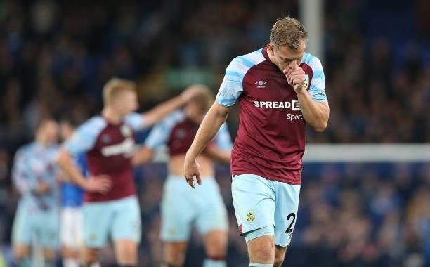 Burnley's Matej Vydra during the Premier League match between Everton and Burnley at Goodison Park on September 13, 2021 in Liverpool, England.