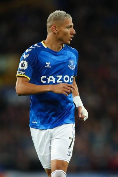 Richarlison of Everton during the Premier League match between Everton and Burnley at Goodison Park on September 13, 2021 in Liverpool, England.