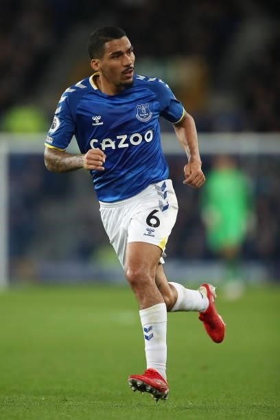 Allan of Everton during the Premier League match between Everton and Burnley at Goodison Park on September 13, 2021 in Liverpool, England.