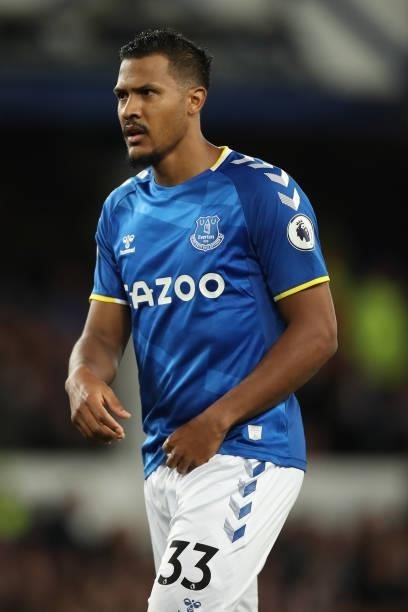 Jose Solomon Rondon of Everton during the Premier League match between Everton and Burnley at Goodison Park on September 13, 2021 in Liverpool,...