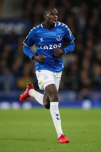 Abdoulaye Doucoure of Everton during the Premier League match between Everton and Burnley at Goodison Park on September 13, 2021 in Liverpool,...