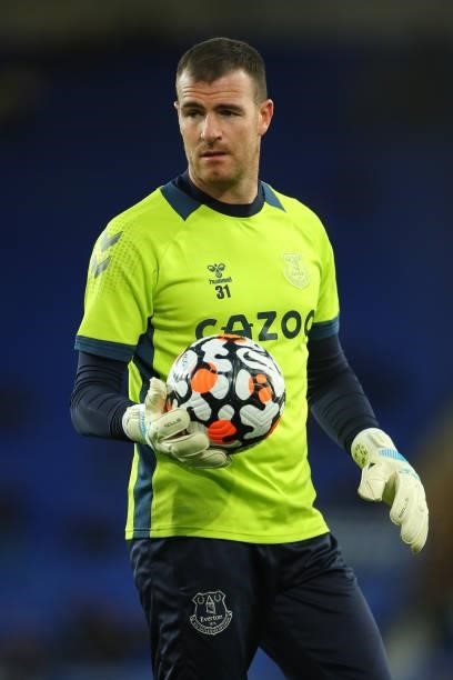 Andy Lonergan of Everton during the Premier League match between Everton and Burnley at Goodison Park on September 13, 2021 in Liverpool, England.
