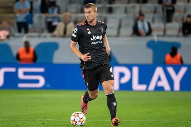 Matthijs De Ligt of Juventus during the UEFA Champions League group H match between Malmo FF and Juventus at Eleda Stadium on September 14, 2021 in...