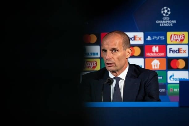 Massimiliano Allegri, head coach of Juventus speaks during the press conference after the UEFA Champions League group H match between Malmo FF and...