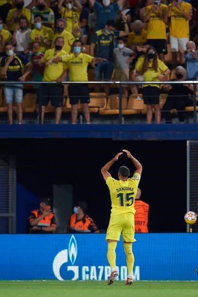 Arnaut Groeneveld of Villarreal celebrates after scoring his sides first goal during the UEFA Champions League group F match between Villarreal CF...