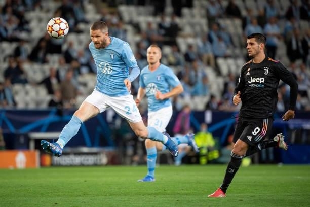 Lasse Nielsen of Malmo FF during the UEFA Champions League group H match between Malmo FF and Juventus at Eleda Stadium on September 14, 2021 in...