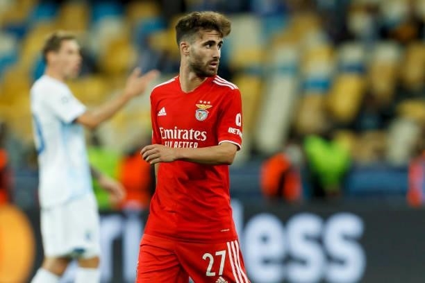 Rafa Silva of SL Benefica looks on during the UEFA Champions League Group E match between Dinamo Kiev and SL Benfica at NSC Olimpiyskiy on September...