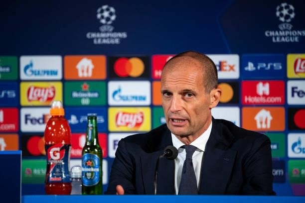 Massimiliano Allegri, head coach of Juventus speaks during the press conference after the UEFA Champions League group H match between Malmo FF and...