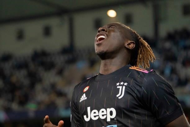 Moise Kean of Juventus FC looks dejected during the UEFA Champions League group H match between Malmo FF and Juventus at Malmo New Stadium on...