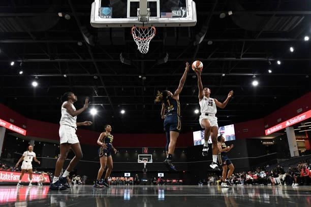 Monique Billings of the Atlanta Dream shoots the ball during the game against the Indiana Fever on September 14, 2021 at Gateway Center Arena in...