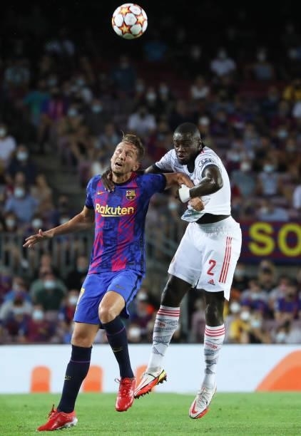Dayot Upamecano and Luuk de jong during the match between FC Barcelona and FC Bayern Munich, corresponding to the week 1 of the group A of the UEFA...