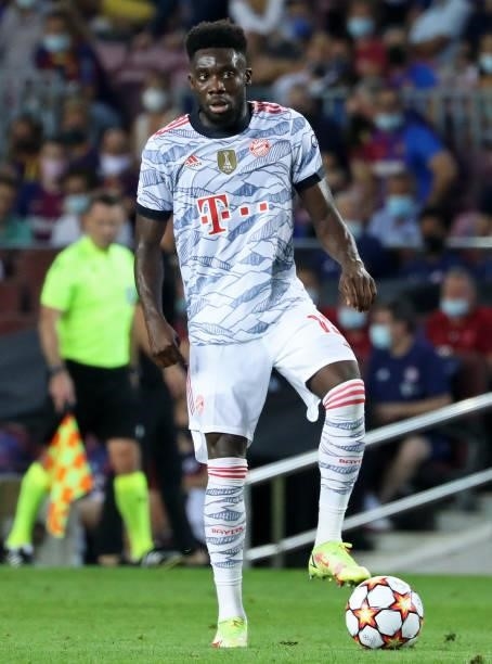 Alphonso Davies during the match between FC Barcelona and FC Bayern Munich, corresponding to the week 1 of the group A of the UEFA Champions League,...