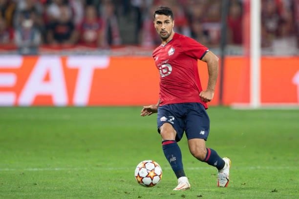 Zeki Celik of Lille OSC controls the ball during the UEFA Champions League group G match between Lille OSC and VfL Wolfsburg at Stade Pierre-Mauroy...