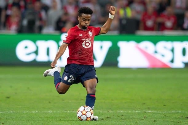 Angel Gomes of Lille OSC controls the ball during the UEFA Champions League group G match between Lille OSC and VfL Wolfsburg at Stade Pierre-Mauroy...