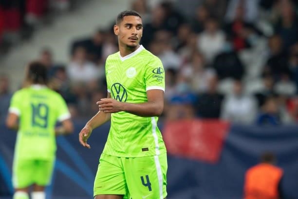 Maxence Lacroix of VfL Wolfsburg looks on during the UEFA Champions League group G match between Lille OSC and VfL Wolfsburg at Stade Pierre-Mauroy...