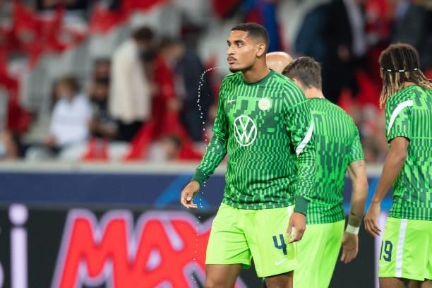Maxence Lacroix of VfL Wolfsburg looks on during the UEFA Champions League group G match between Lille OSC and VfL Wolfsburg at Stade Pierre-Mauroy...