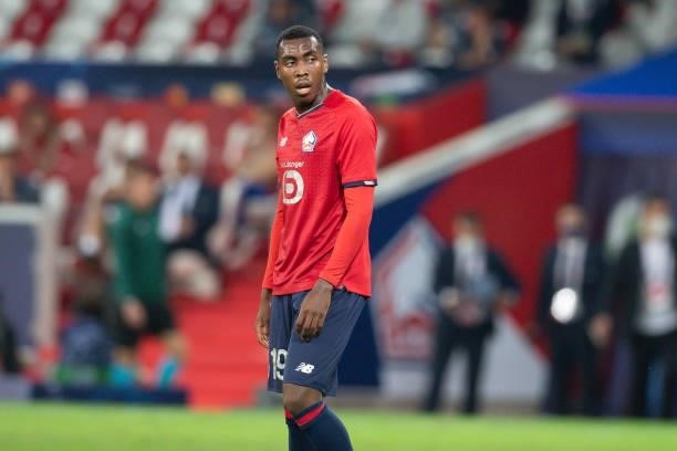 Isaac Lihadji of Lille OSC looks on during the UEFA Champions League group G match between Lille OSC and VfL Wolfsburg at Stade Pierre-Mauroy on...