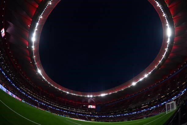 Picture shows a general view of the Wanda Metropolitano stadium before the UEFA Champions League first round group B football match between Atletico...