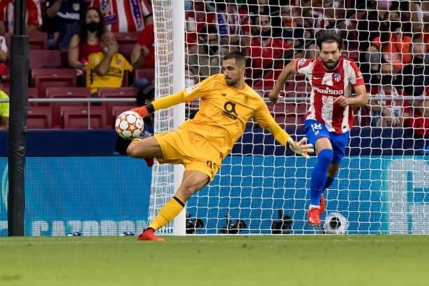 Goalkeeper Diogo Costa of FC Porto controls the ball during the UEFA Champions League group B match between Atletico Madrid and FC Porto at Wanda...
