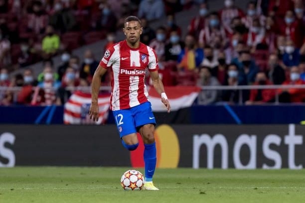 Renan Lodi of Atletico de Madrid controls the ball during the UEFA Champions League group B match between Atletico Madrid and FC Porto at Wanda...
