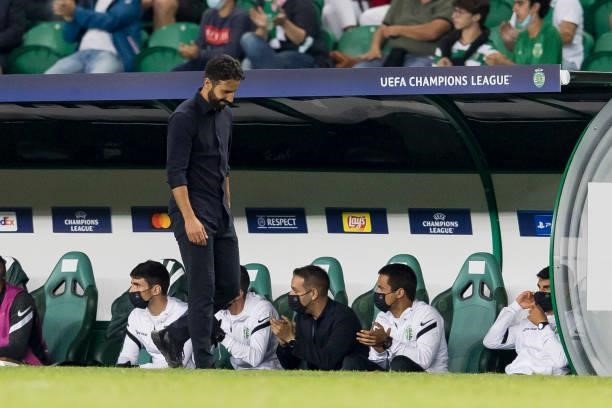 Head coach Ruben Filipe Marques Amorim of Sporting CP looks dejected during the UEFA Champions League group C match between Sporting CP and AFC Ajax...