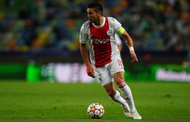 Dusan Tadic of AFC Ajax in action during the Group C - UEFA Champions League match between Sporting CP and AFC Ajax at Estadio Jose Alvalade on...