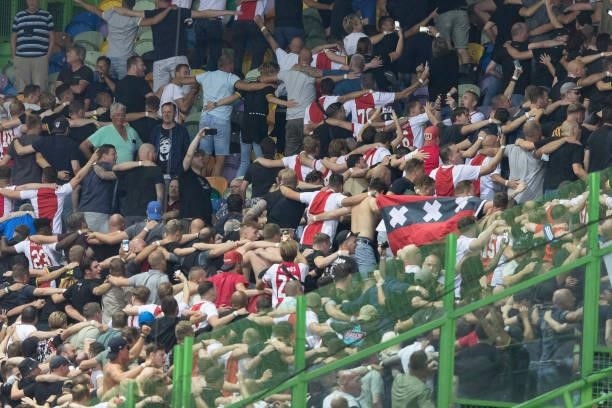 Supporters of Ajax Amsterdam during the UEFA Champions League group C match between Sporting CP and AFC Ajax at Estadio Jose Alvalade on September...