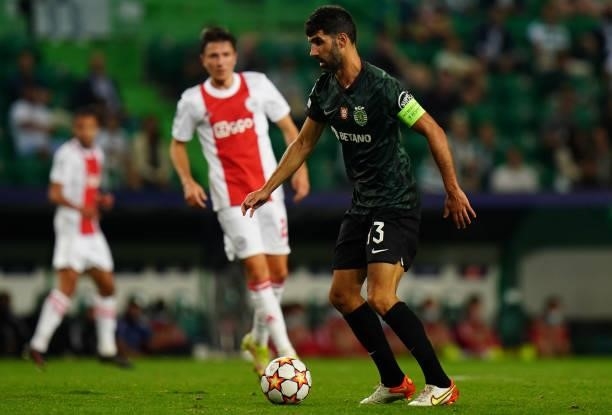 Luis Neto of Sporting CP in action during the Group C - UEFA Champions League match between Sporting CP and AFC Ajax at Estadio Jose Alvalade on...