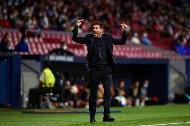 Diego Pablo Simeone during UEFA Champions League match between Atletico de Madrid and FC Porto at Wanda Metropolitano on September 15, 2021 in...