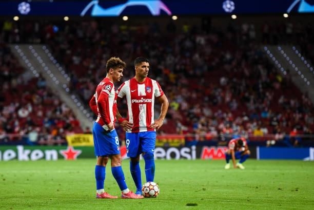 Antoine Griezmann and Luis Suarez during UEFA Champions League match between Atletico de Madrid and FC Porto at Wanda Metropolitano on September 15,...