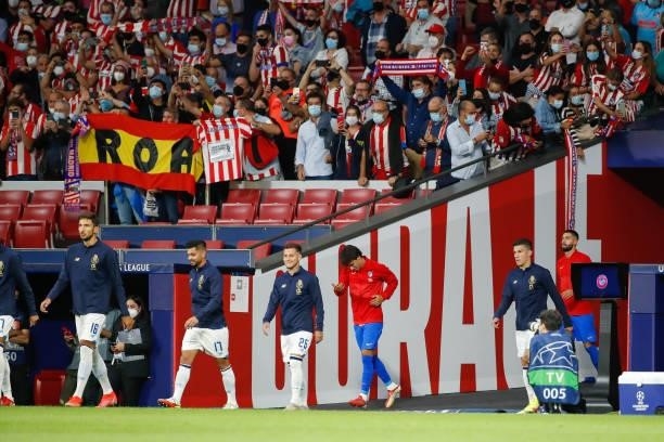 Joao Felix of Atletico de Madrid with suporters during the UEFA Champions League match between Atletico de Madrid and FC Porto at Wanda Metropolitano...