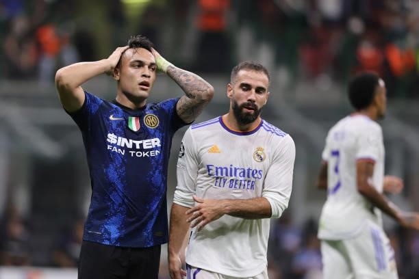 Lautaro Martinez of FC Internazionale reacts during the UEFA Champions League 2021/22 Group Stage - Group D football match between FC Internazionale...