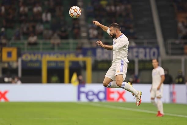 Daniel Carvajal of Real Madrid CF in action during the UEFA Champions League 2021/22 Group Stage - Group D football match between FC Internazionale...
