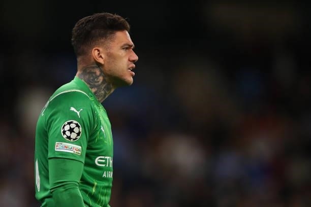 Ederson of Manchester City during the UEFA Champions League group A match between Manchester City and RB Leipzig at Etihad Stadium on September 15,...