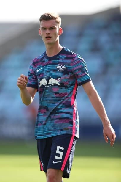 David Lelle of RB Leipzig during the UEFA Youth League match between Manchester City and RB Leipzig at Manchester City Football Academy on September...
